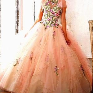 Mori Lee. Madeline Gardner,  Embroidery & Beading On A Flounce Tulle Ballgown